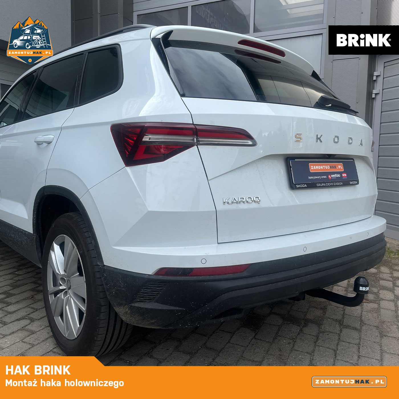 Hak Brink zamontowany w Skoda Karoq widok z boku